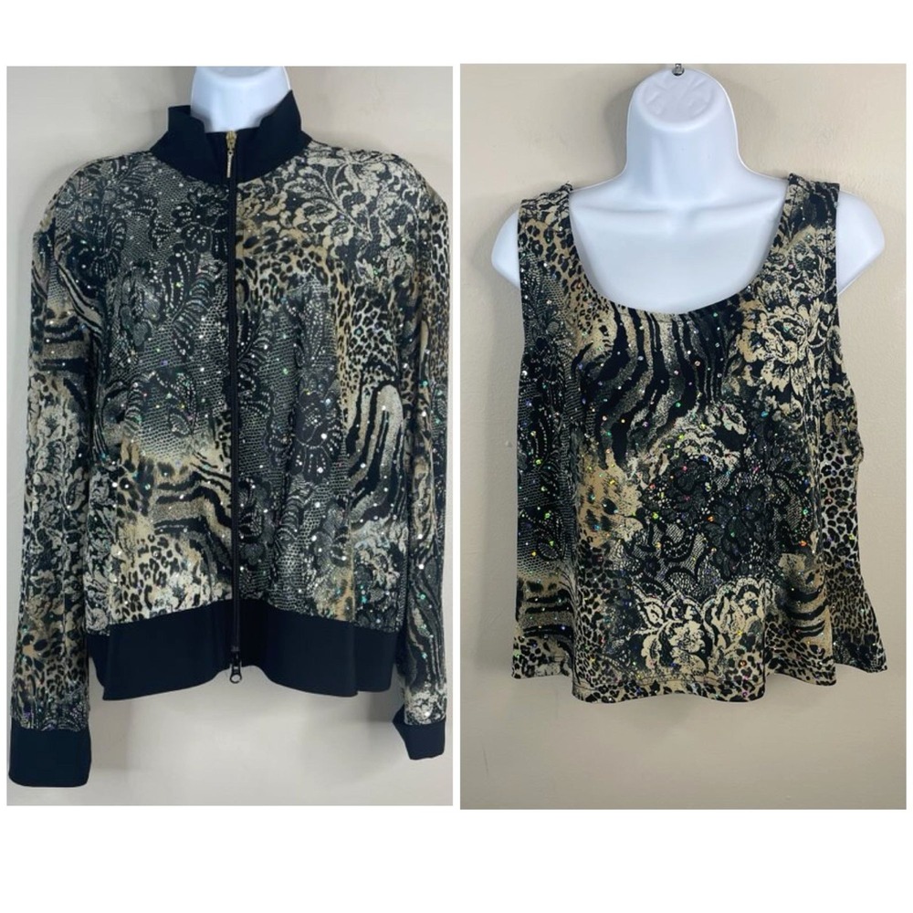 Vintage Joseph Ribkoff Animal Print Jacket Top 2 PC Set 16 Maximalist Elevated